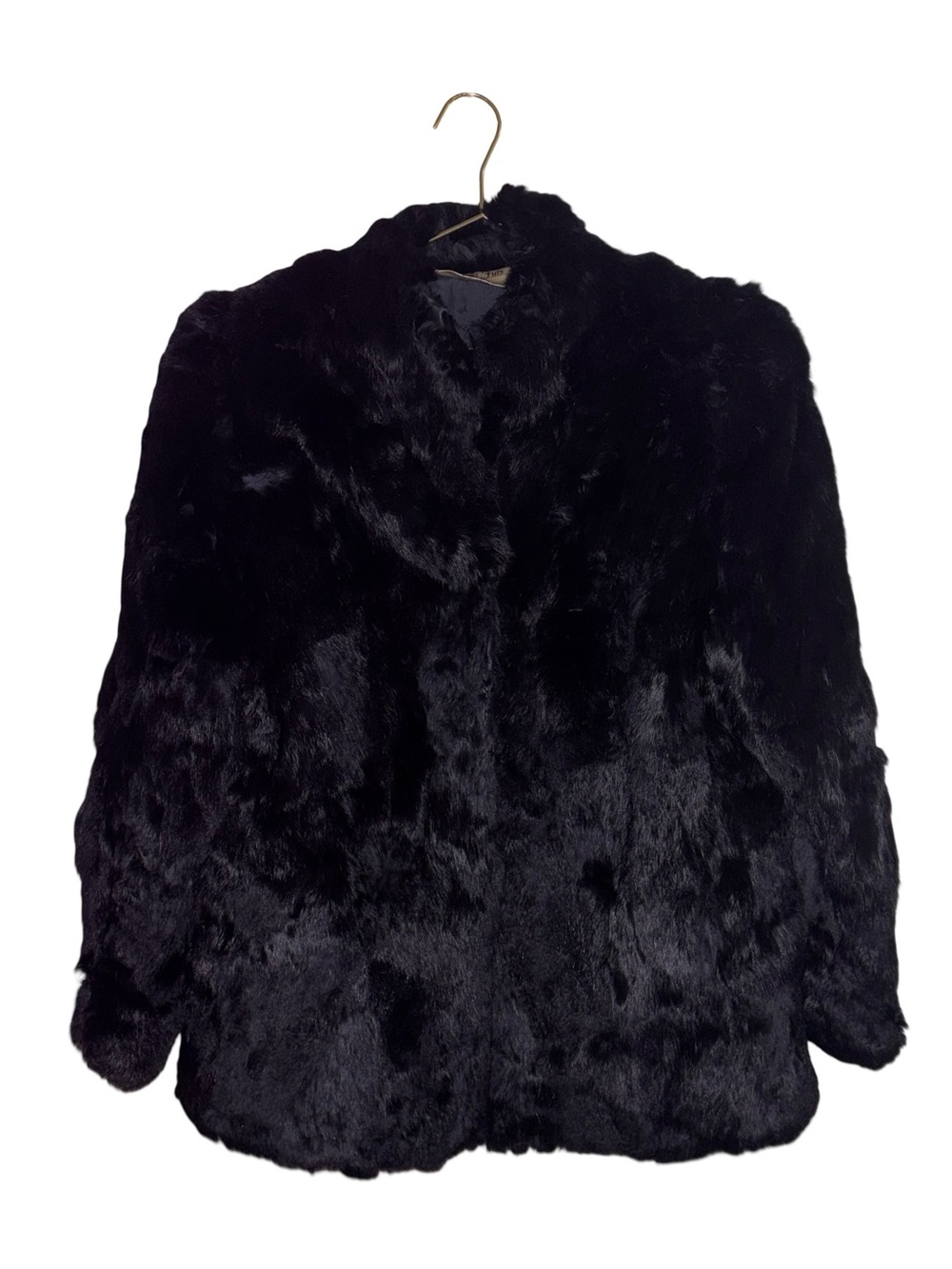 Vintage Somerset Furs Black Rabbit Fur Jacket Coat‎ Large Made in Hong Kong